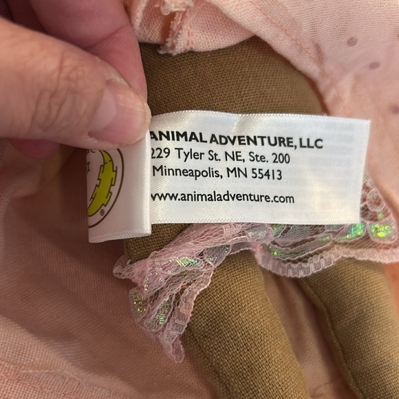 Animal Adventures Plush Girl Doll in Cute Pink Dress - Picture 7 of 9